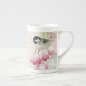 Bone China  Waterverf Bird met Flowers Porselein Kop (Rechts)