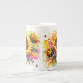 Bone China - Zonnebloemen Porselein Kop (Voorkant)