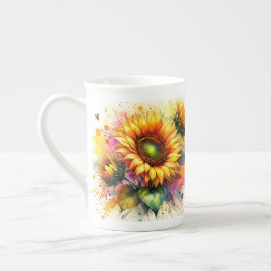 Bone China - Zonnebloemen Porselein Kop (Links)