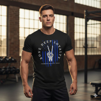 Bone Deep Loyalty Thin Blue Line Police Skull Tee T-shirt