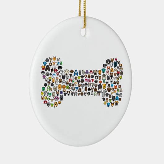 BONE Dog Cartoon Keramisch Ornament (Rechts)