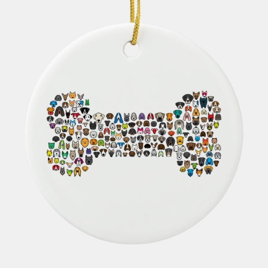 BONE Dog Cartoon Keramisch Ornament (Voorkant)