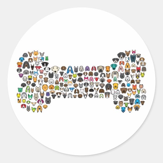 BONE Dog Cartoon Ronde Sticker (Voorkant)