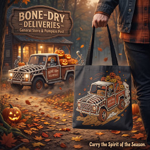 Bone Dry Deliveries Retro Skelet Halloween Tote Bag