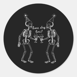 Bone Dry Tini Skelet Drink Martini Tail Hallo Ronde Sticker