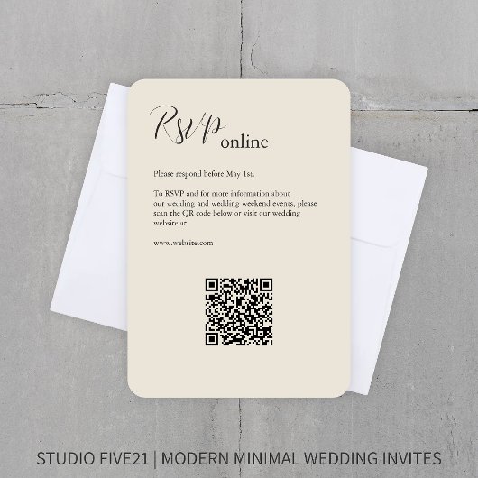 Bone · Elegante moderne bruiloft RSVP Kaartje