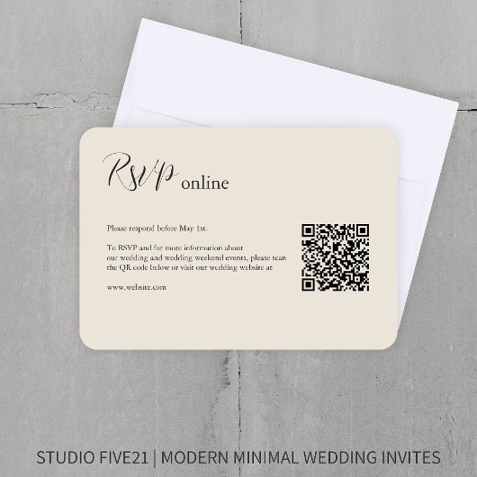 Bone · Elegante moderne bruiloft RSVP Kaartje