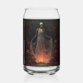 Bone girl wearing a wedding dress in a forest  blikvorm glas (Achterkant)