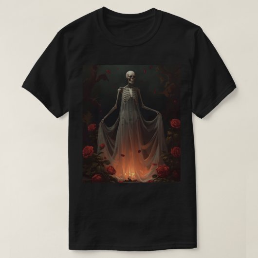 Bone girl wearing a wedding dress in a forest  t-shirt (Design voorkant)