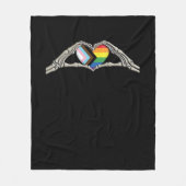 Bone Hands Heart Pride Progress Fleece Deken (Voorkant)