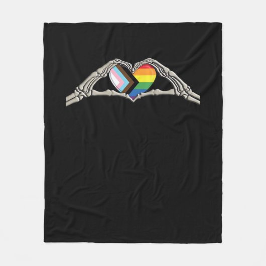 Bone Hands Heart Pride Progress Fleece Deken (Voorkant)