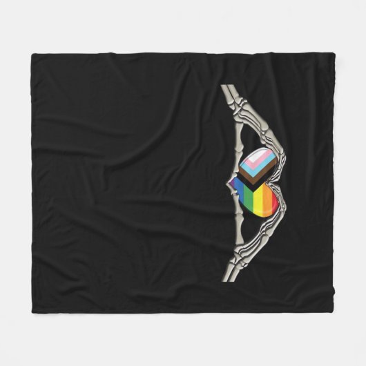 Bone Hands Heart Pride Progress Fleece Deken (Voorkant (Horizontaal))