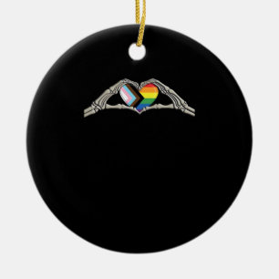 Bone Hands Heart Pride Progress Keramisch Ornament
