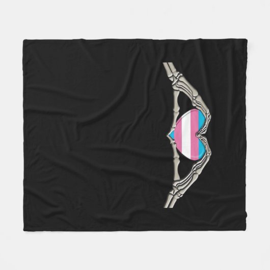 Bone Hands Heart Transgender Gothic Fleece Deken (Voorkant (Horizontaal))