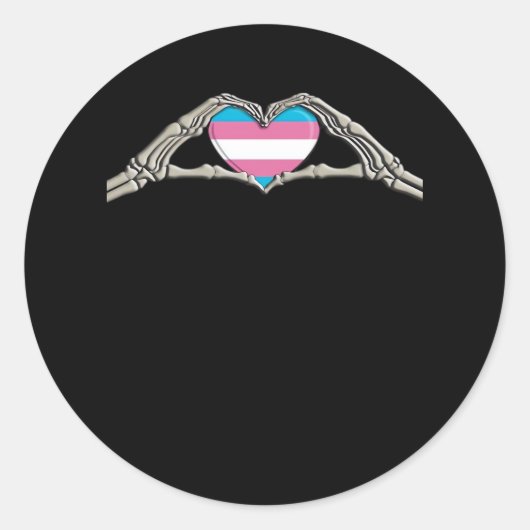 Bone Hands Heart Transgender Gothic Ronde Sticker (Voorkant)