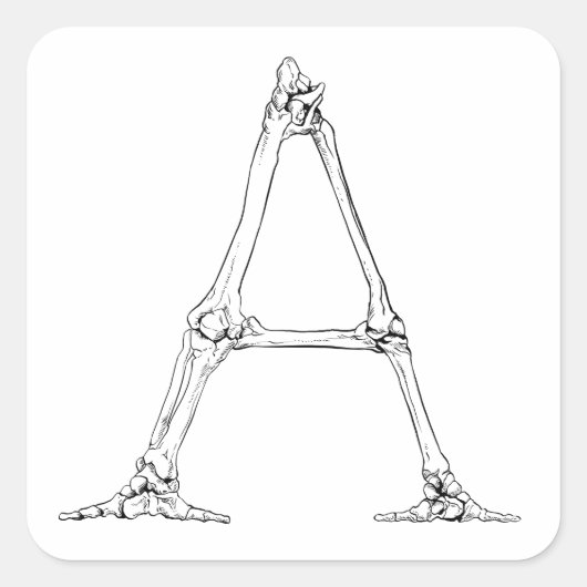 Bone Letter - A Vierkante Sticker (Voorkant)