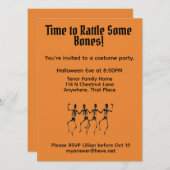 Bone Rattling Skeletons Halloween Party Kaart (Voorkant / Achterkant)