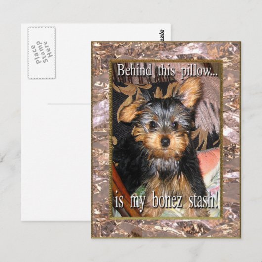 Bone Stash Yorkie Briefkaart (Voorkant / Achterkant)