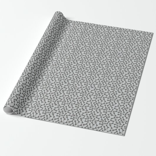 Bone Textern Pattern Greyscale Cadeaupapier (Uitgerold)