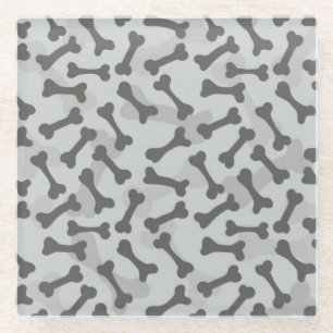 Bone Textern Pattern Greyscale Glazen Onderzetter