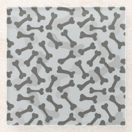 Bone Textern Pattern Greyscale Glazen Onderzetter (Voorkant)