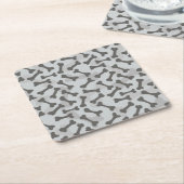 Bone Textern Pattern Greyscale Kartonnen Onderzetters (Schuin)