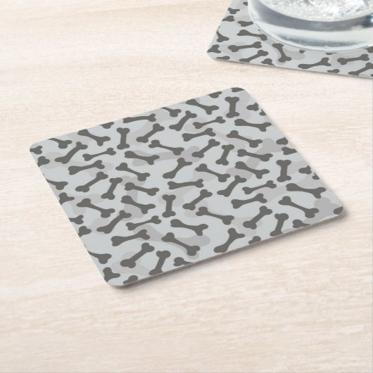 Bone Textern Pattern Greyscale Kartonnen Onderzetters (Schuin)