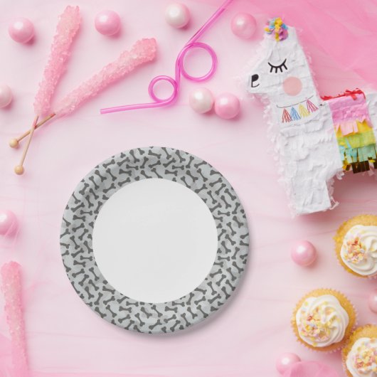 Bone Textern Pattern Greyscale Papieren Bordje (Feest)