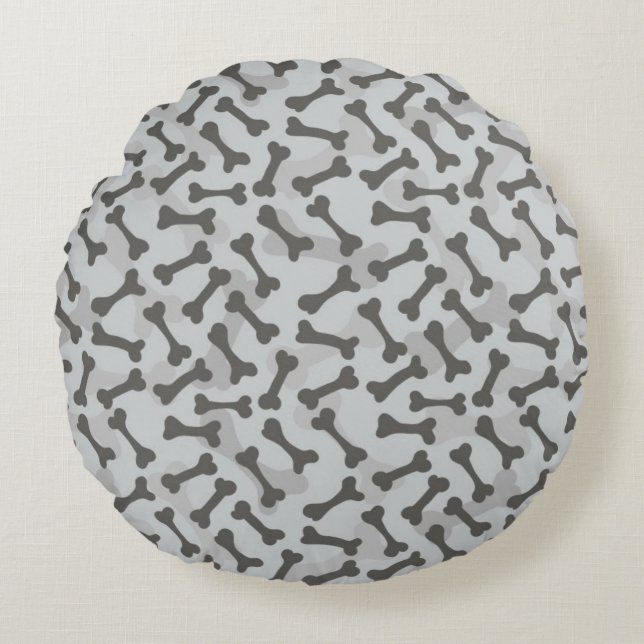 Bone Textern Pattern Greyscale Rond Kussen (Voorkant)