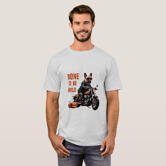 Bone to Be Wild – Biker Pug on Motorcycle | Funny T-shirt (Voorkant volledig)