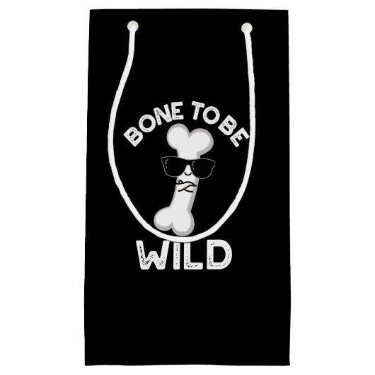 Bone to be Wild Funny Anatomy Pun Dark BG Klein Cadeauzakje (Voorkant)