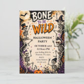 Bone To Be Wild Halloween-feest Kaart (Staand voorkant)