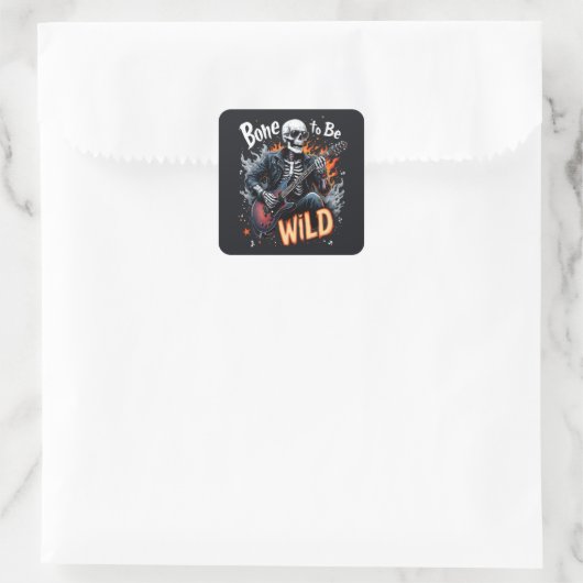Bone to Be Wild Skeleton Vierkante Sticker (Tas)