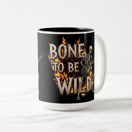 Bone to Be Wild T-shirt Tweekleurige Koffiemok (Voorkant rechts)