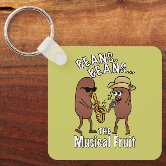 Bonen, bonen en muziekopnames sleutelhanger (Voorkant)