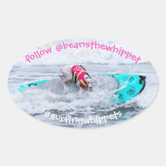 Bonen De Whippet Surfdog Ovale Sticker