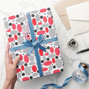 bonen en erwten retro rood grijs wit patroon cadeaupapier
