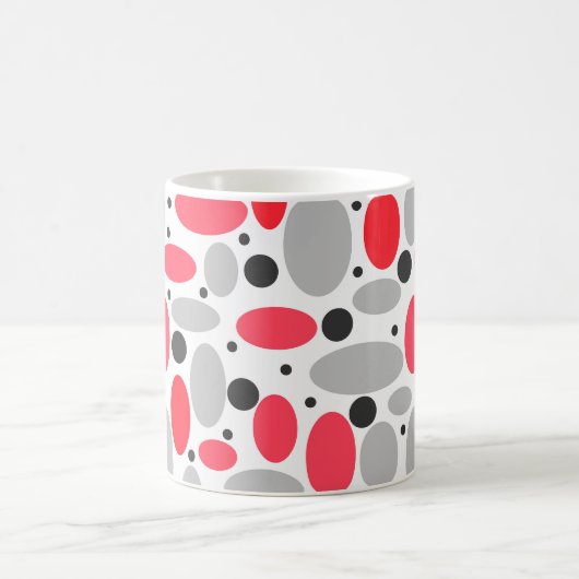 Bonen en erwten Retro rood grijs wit patroon Koffiemok (Center)