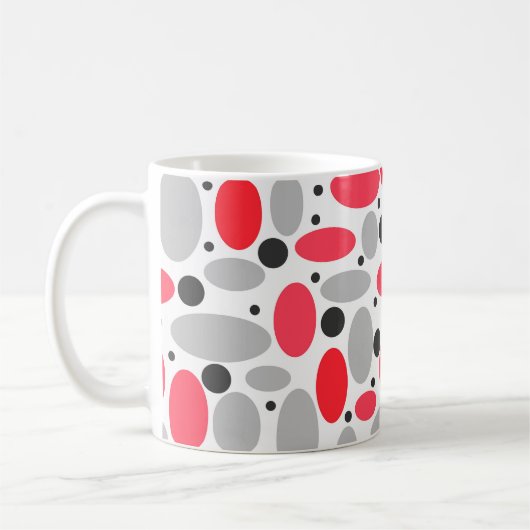 Bonen en erwten Retro rood grijs wit patroon Koffiemok (Links)