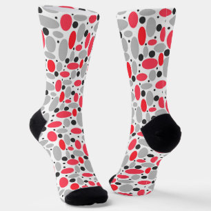 Bonen en erwten Retro rood grijs wit patroon Sokken