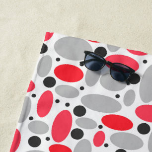 Bonen en erwten Retro rood grijs wit patroon Strandlaken