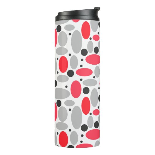 Bonen en erwten Retro rood grijs wit patroon Thermosbeker (Gedraaid links)