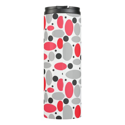 Bonen en erwten Retro rood grijs wit patroon Thermosbeker (Achterkant)