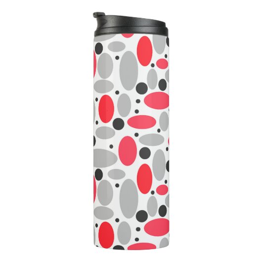 Bonen en erwten Retro rood grijs wit patroon Thermosbeker (Geroteerd rechts)