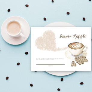 Bonen en koffie baby shower luier verloting informatiekaartje