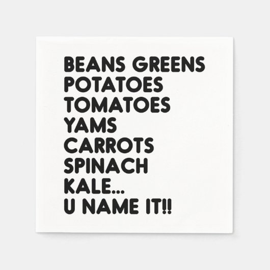 Bonen Groenten Aardappelen U Noemt Het Vegan Thank Servet (Voorkant)