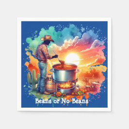 Bonen of geen Bonen Chili Cooking Cowboy 1 Servet