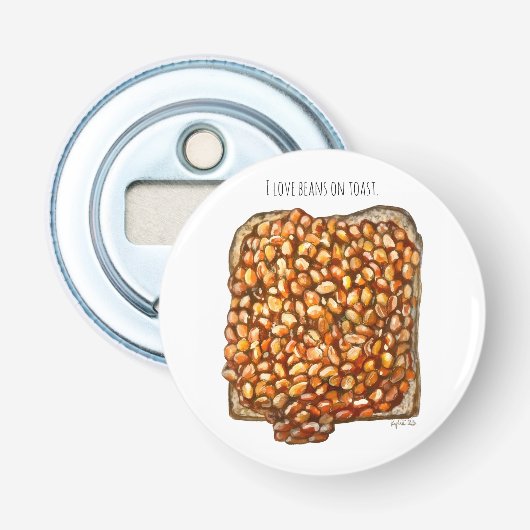 Bonen op Toast Button Flesopener (Voorkant)