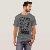 Bonen Rijst en Jezus Christus Debt Free Journey T-shirt (Voorkant volledig)