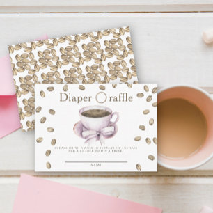 Bonen, strik en koffie baby shower luierverloting informatiekaartje